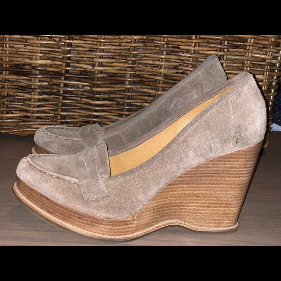Michael Kors Suade Wedge Penny Loafers - Picture 1 of 5